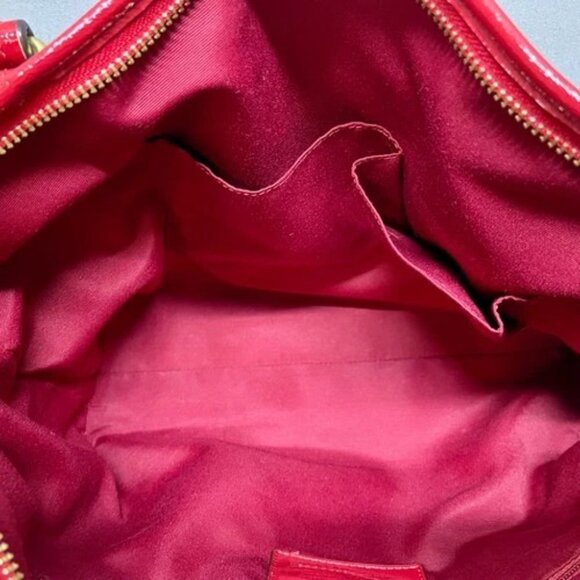 Coach Peyton Signature Large Pocket Tote Khaki Red Trim Rare F25504 Worn Handles - Picture 7 of 15